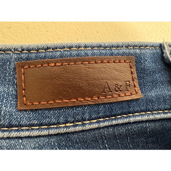 Abercrombie & Fitch The Jean Legging High Rise blue denim raw hem jeans Sz 28/6 - Picture 7 of 10